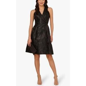 NEW NWT Adrianna Papell Black Tuxedo Jaquard Dress size 10